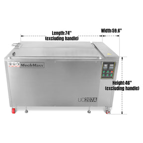 207 Gal / 785L Heavy Duty Industrial Ultrasonic Parts Washer, 28kHz 96 Transducers, Oil Skimmer, SS304 Tank, 22kW Heater, 208–240V 3 Phase Power