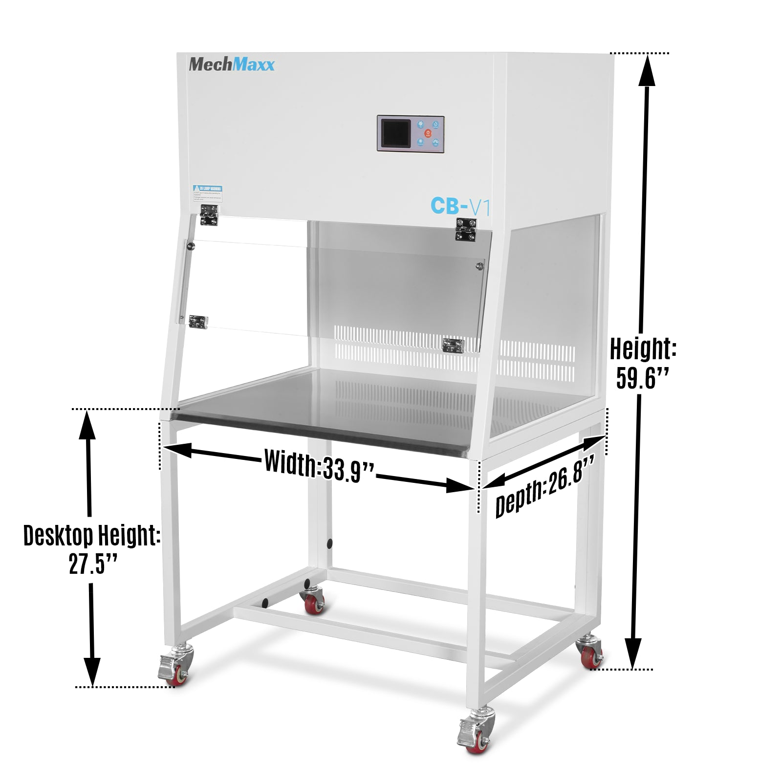 33.9″ Wide CB-V1 Vertical Laminar Flow Clean Bench with HEPA Filtration & UV Sterilization | ISO Class 5