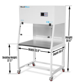 33.9″ Wide CB-V1 Vertical Laminar Flow Clean Bench with HEPA Filtration & UV Sterilization | ISO Class 5