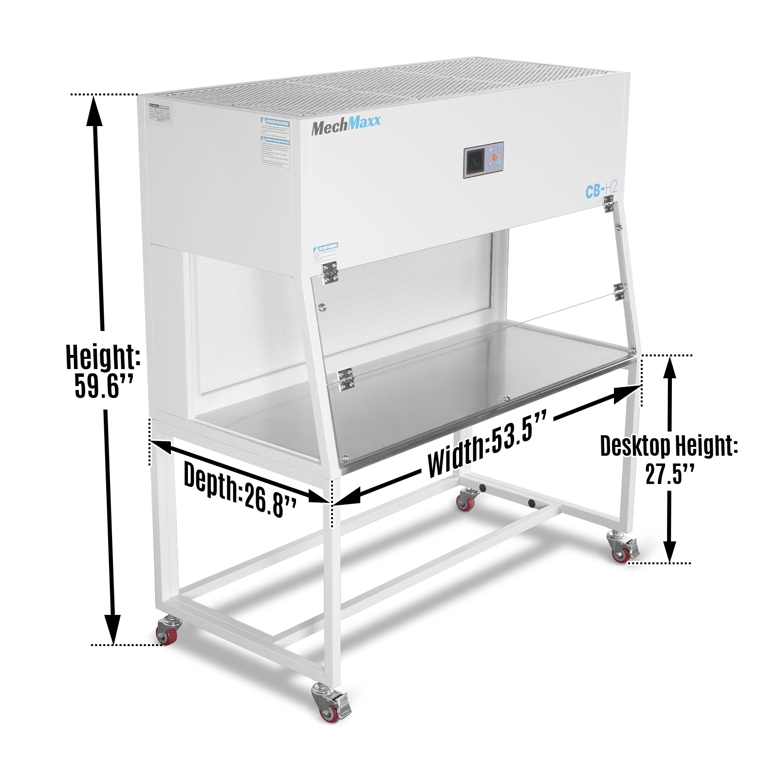 53.5″ Wide CB-H2 Horizontal Laminar Flow Clean Bench with HEPA Filtration & UV Sterilization | ISO Class 5