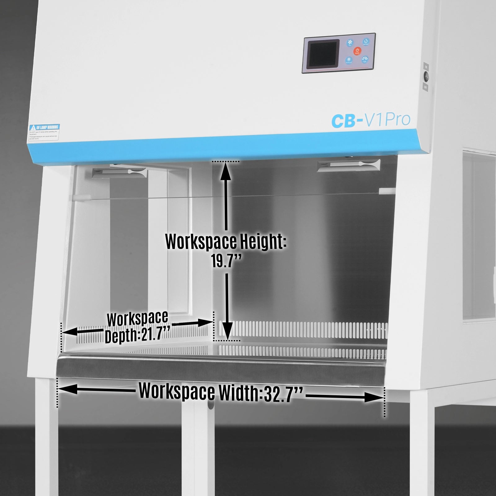 39″ Wide CB-V1Pro Vertical Laminar Flow Clean Bench with HEPA Filtration & UV Sterilization | ISO Class 5