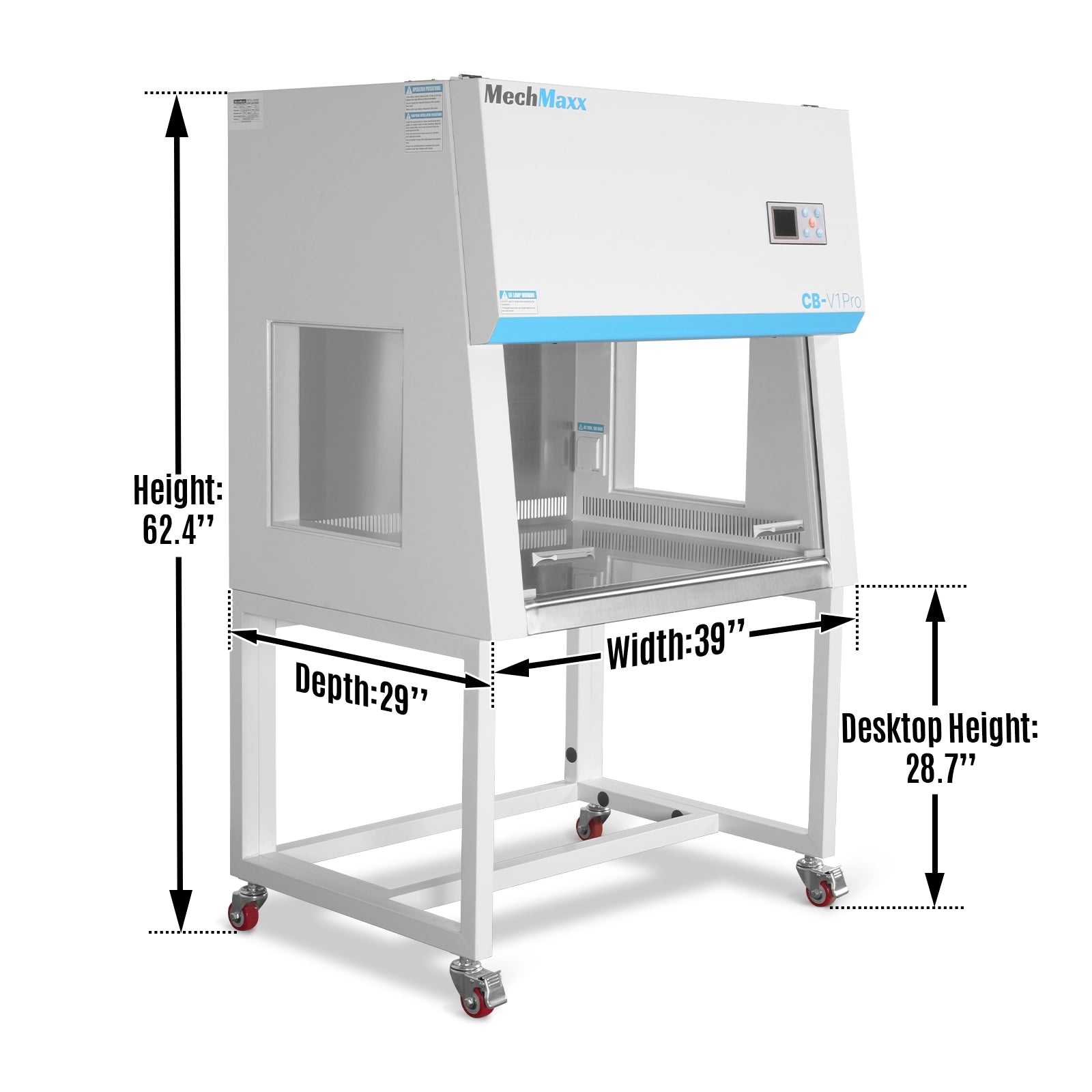 39″ Wide CB-V1Pro Vertical Laminar Flow Clean Bench with HEPA Filtration & UV Sterilization | ISO Class 5