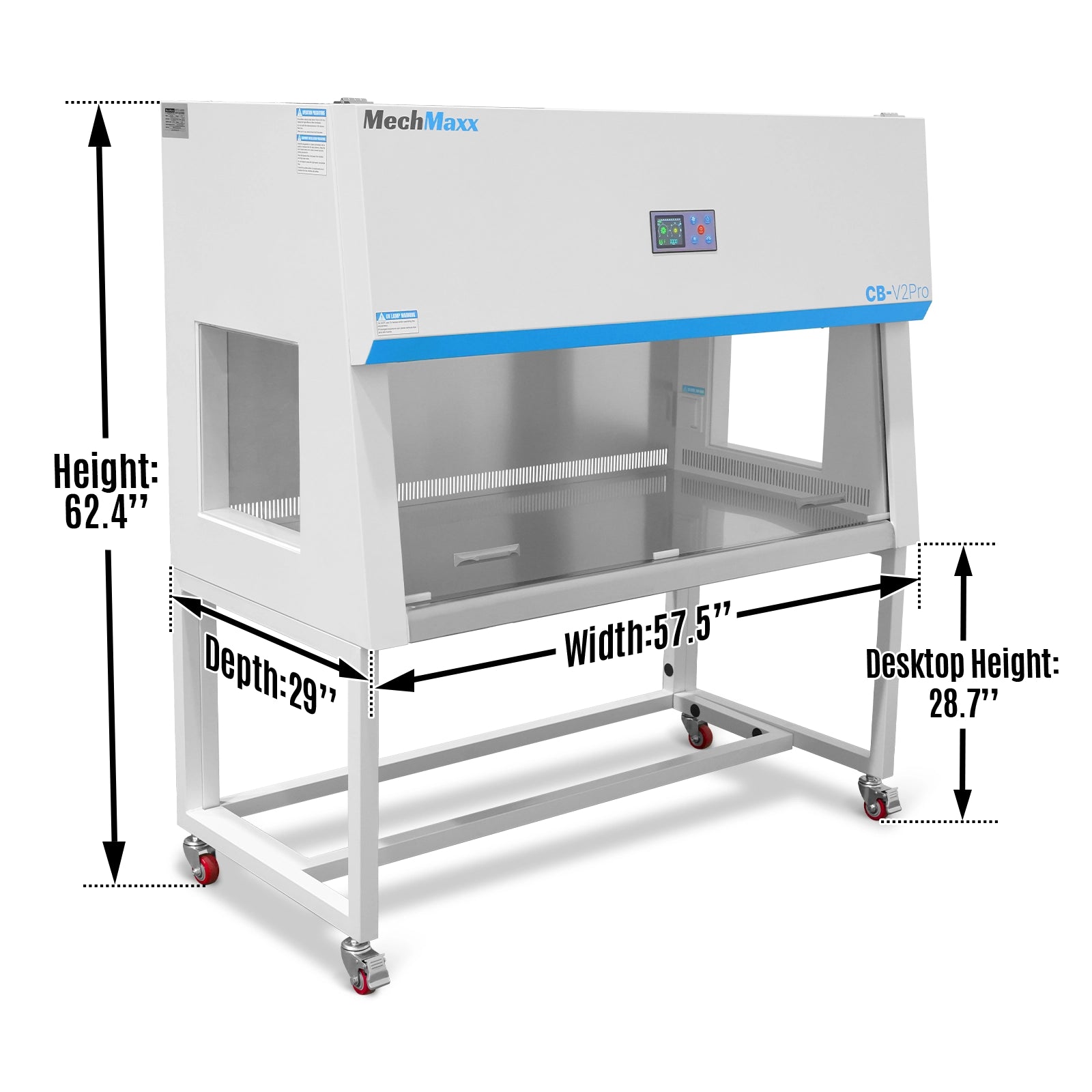 57.5″ Wide CB-V2Pro Vertical Laminar Flow Clean Bench with HEPA Filtration & UV Sterilization | ISO Class 5