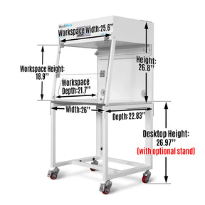 26" Wide CB-65Slim Desktop Vertical Laminar Flow Clean Bench with HEPA Filtration & UV Sterilization | ISO Class 5