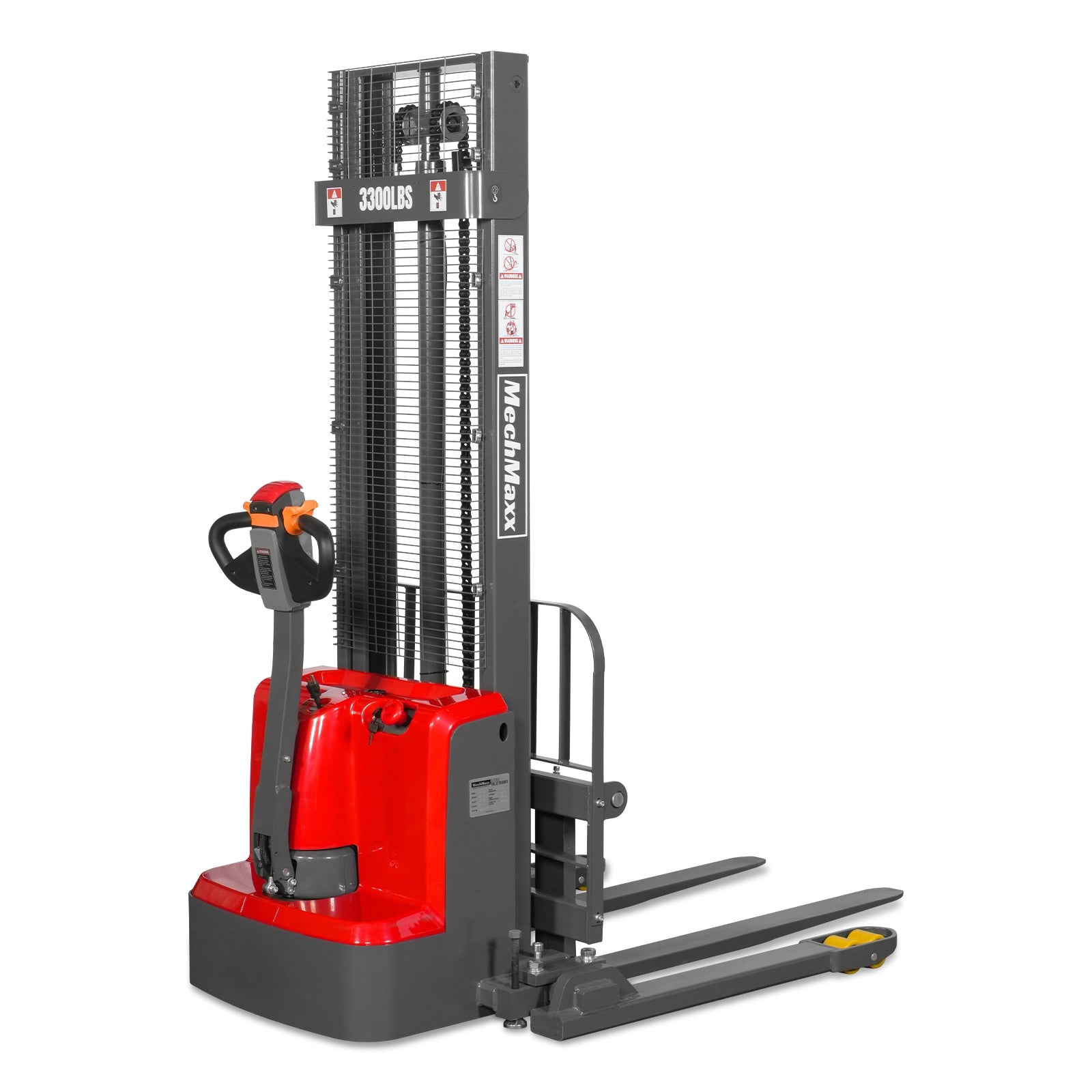 3300lbs Electric Straddle Stacker, 118" Lift, Adjustable Legs & Forks, F33-118SLA