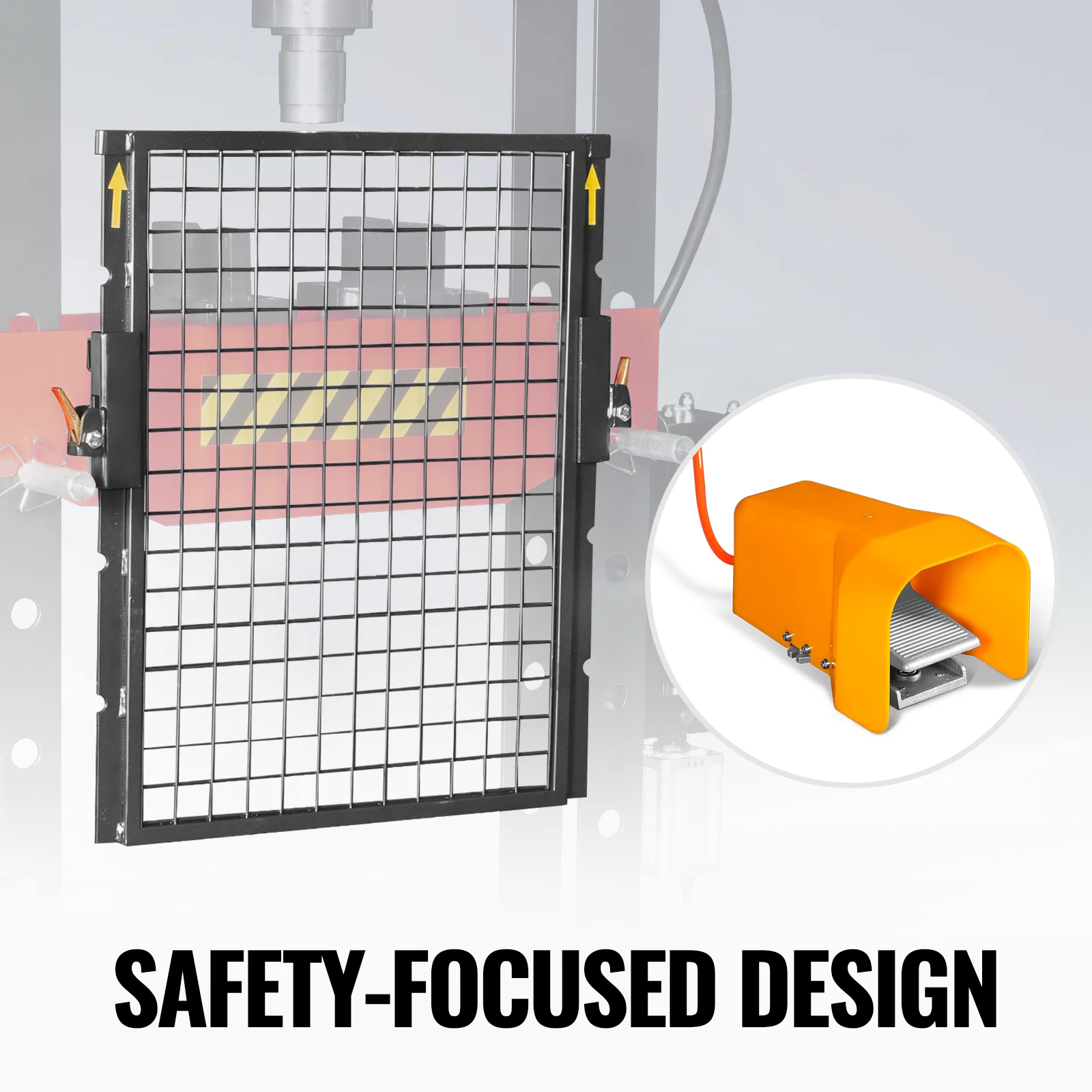 20 Ton H-Frame Air/Hydraulic Shop Press with Press Pin Kit, Fully Welded Steel Frame, Safety Guard, Foot Pedal Control, HSP20