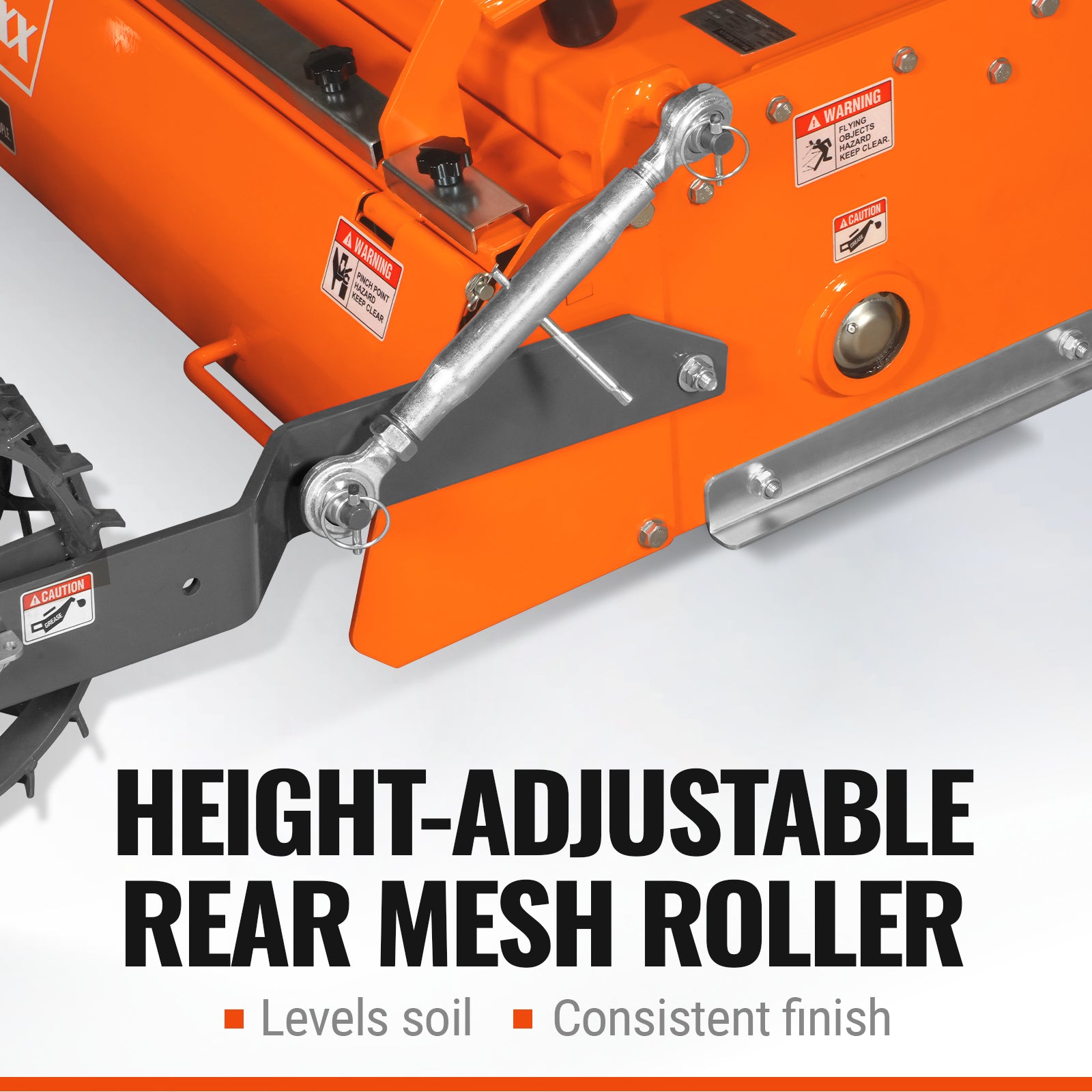 48 in Stone Burier Reverse Rotary Tiller, 3 Point Hitch Cat.1, Chain Drive, PTO Shaft Included with Slip Clutch, 20–45 HP, RSB48