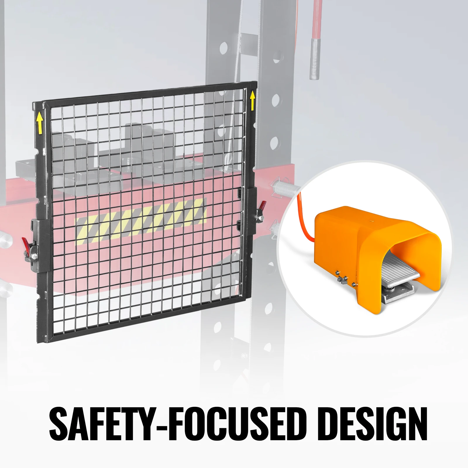 75 Ton H-Frame Air/Hydraulic Shop Press with Hand Winch,  Fully Welded Steel Frame,  Safety Guard,  Foot Pedal Control,  HSP75