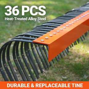 72" Landscape Rake with 36 Tines 3 Point Hitch Tractor Attachment,  LR72