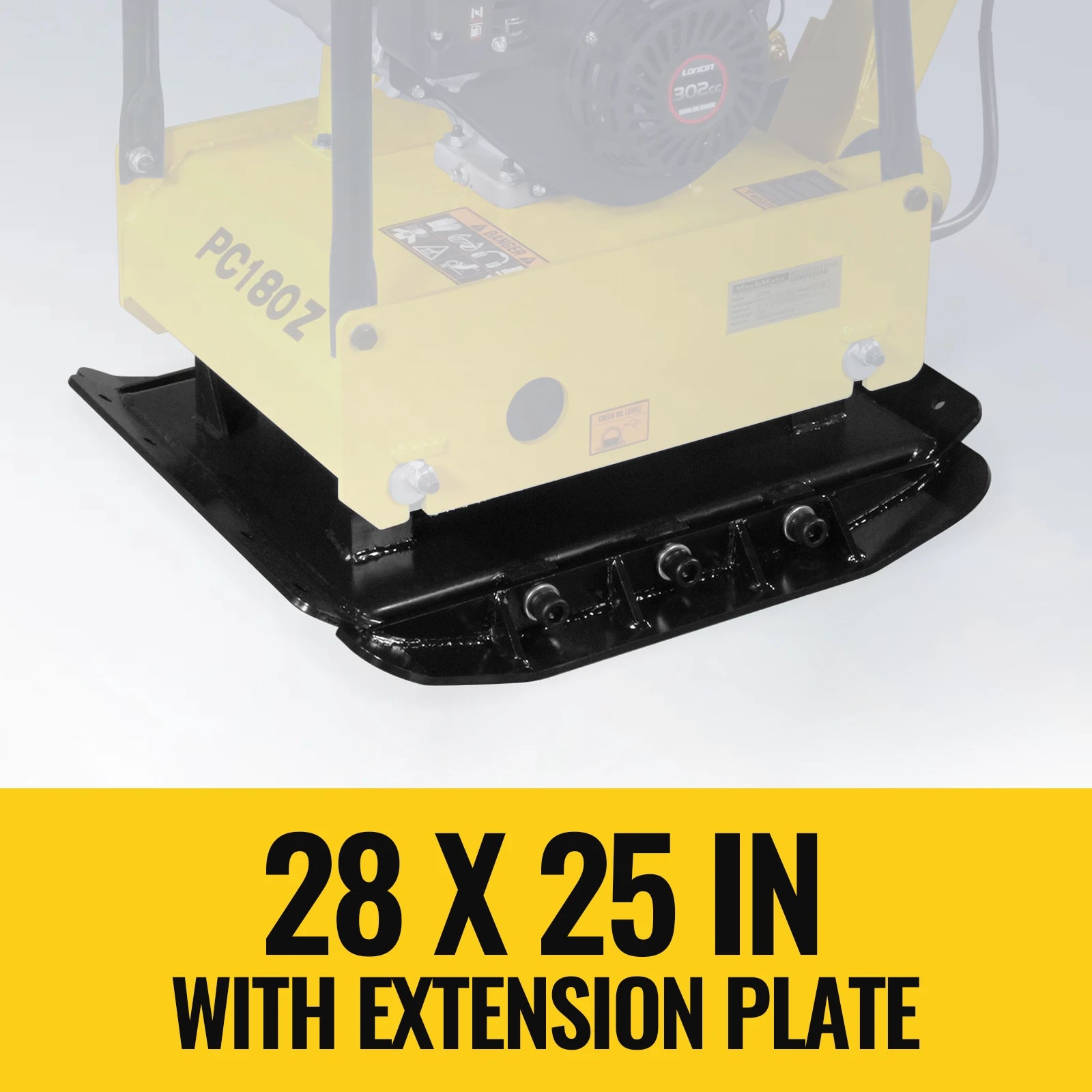 9 HP Reversible Plate Compactor with Wheel Kit and Extension Plates, 6750 lb Centrifugal Force, PC180Z