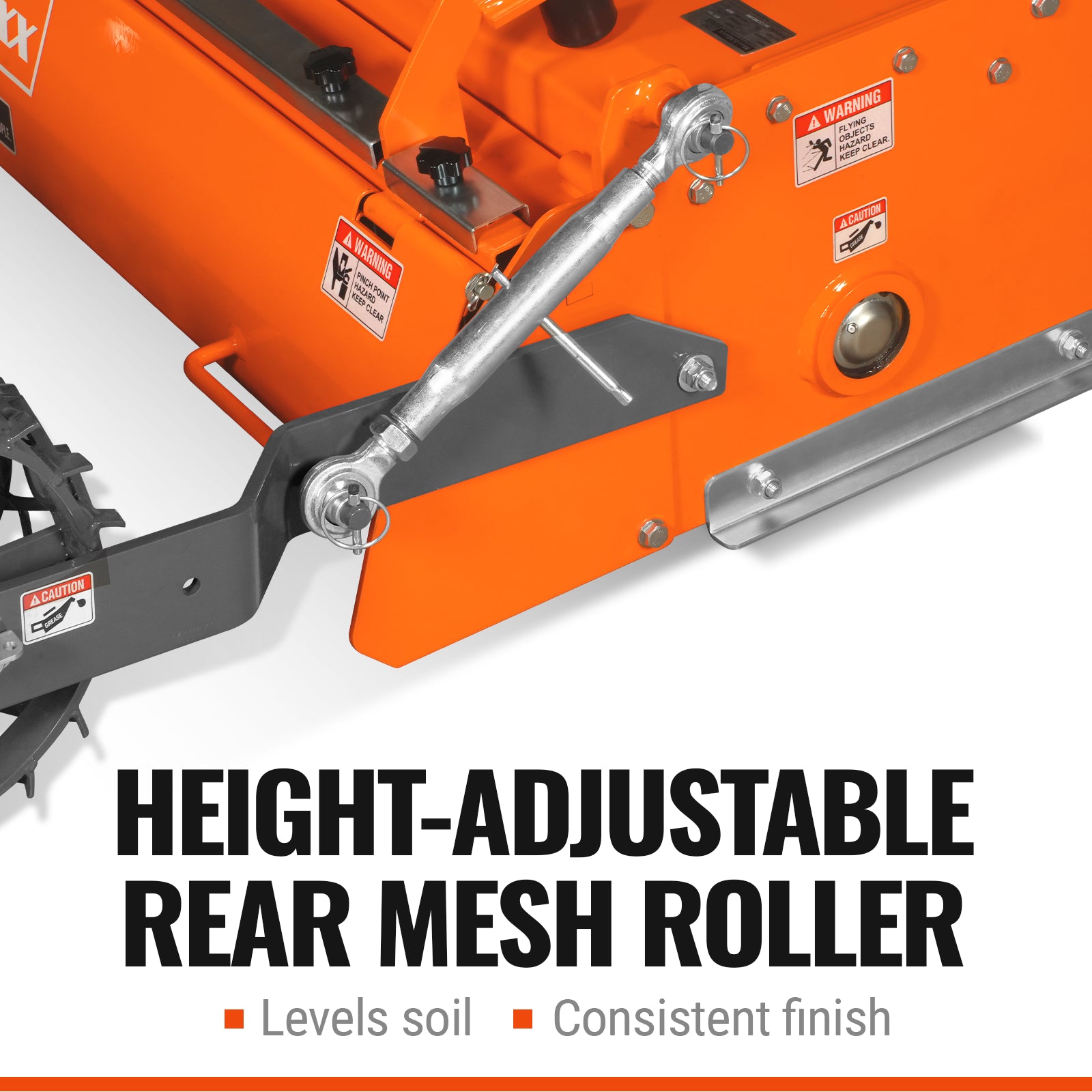 65 in Stone Burier Reverse Rotary Tiller,  3 Point Hitch Cat.1,  Chain Drive,  PTO Shaft Included with Slip Clutch,  30-55 HP,  RSB65