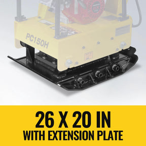 Honda GX160 Reversible Plate Compactor with Wheel Kit and Extension Plates, 5625 lb Centrifugal Force, PC150H