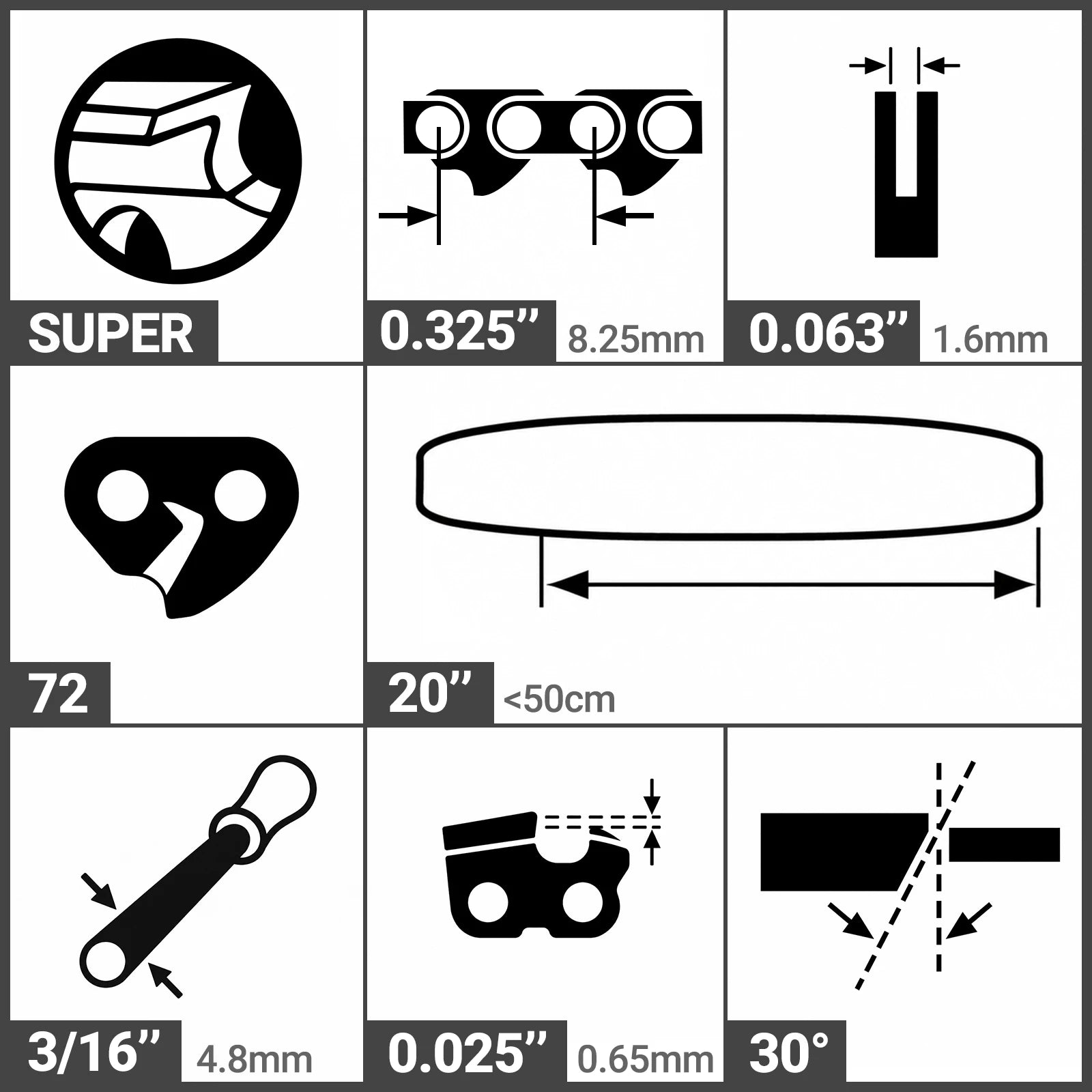 Chainsaw Chain for Log Splitter Processor with Conveyor HLS20, (SKU: 150244; 150245)