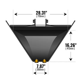 Trapezoidal V-Ditching Bucket without Pins, 2-Carbon Steel Teeth (for SKU: 150162, 150163, 150164, 201162, 201163, 201164)