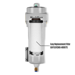 63 CFM Compressed Air Oil-Water Separator Precision Filter,0.01μm,Oil Content 0.001ppm, With Auto Drain, Pressure Indicator