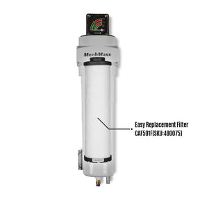 254 CFM Compressed Air Oil-Water Separator Precision Filter,1μm,Oil Content 1ppm, With Auto Drain, Pressure Gauge