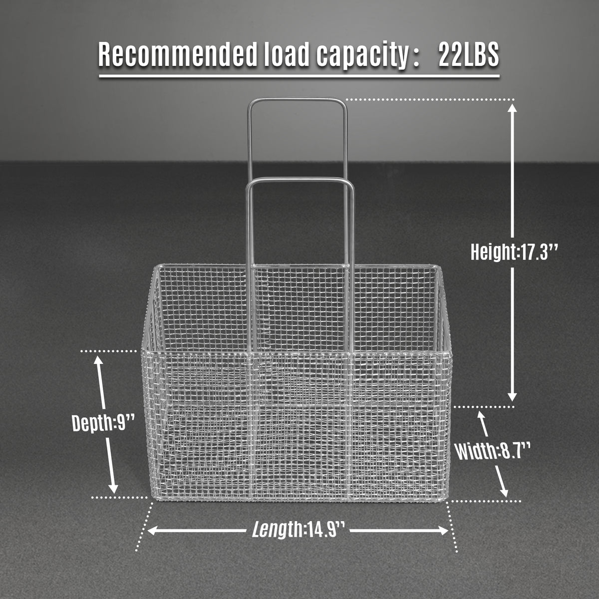Additional Stainless Steel Mesh Basket for Mechmaxx Ultrasonic Cleaner - 304 Grade, 22lbs Capacity, Fine Mesh