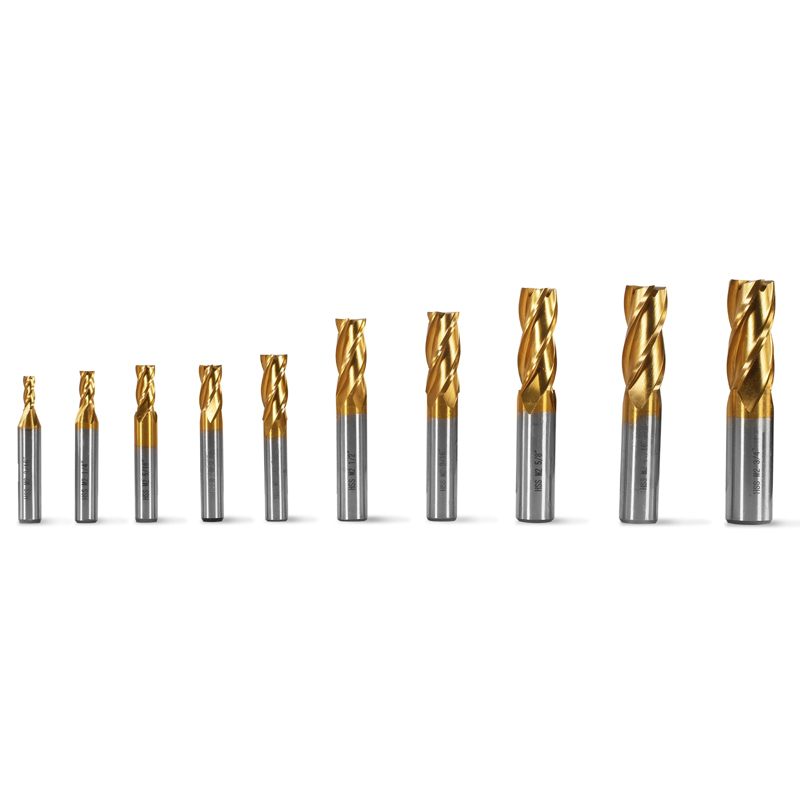 20PCS HSS END MILLS SET for SKU: 500200 | Model: VM18L SKU: 500201 | Model: VM18LD SKU: 500202 | Model: VM25L SKU: 500203 | Model: VM25LD SKU: 500204 | Model: VM32L SKU: 500205 | Model: VM32LD