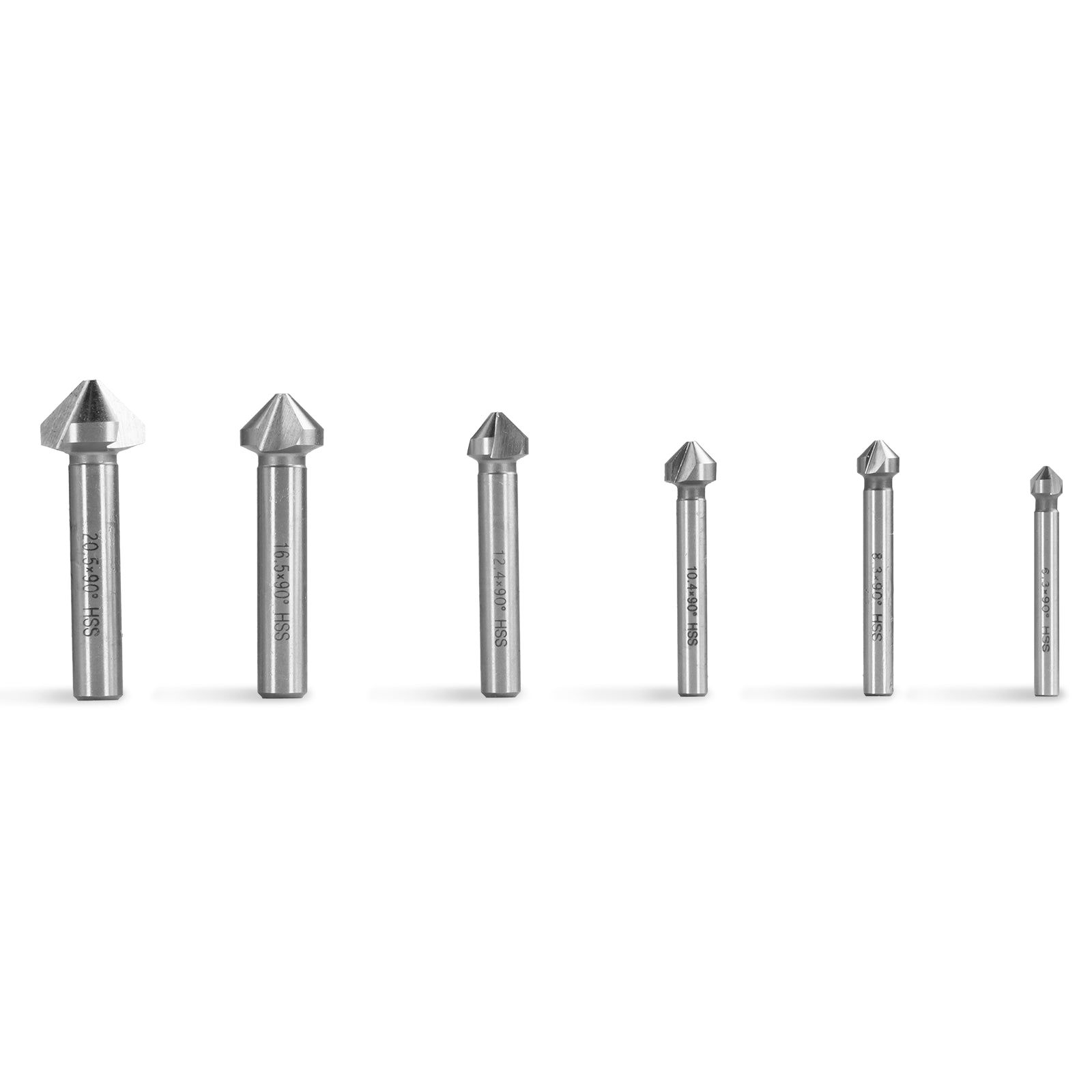HSS Countersinks Set of 6 Pcs, 6,3 - 20,5 mm, 90° for SKU: 500200 | Mo