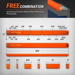 48'' Industrial Magnetic Pan and BOX Heavy Duty Sheet Metal Brake 20 Gauge Capacity Shear Press Brake, MSMB1250E