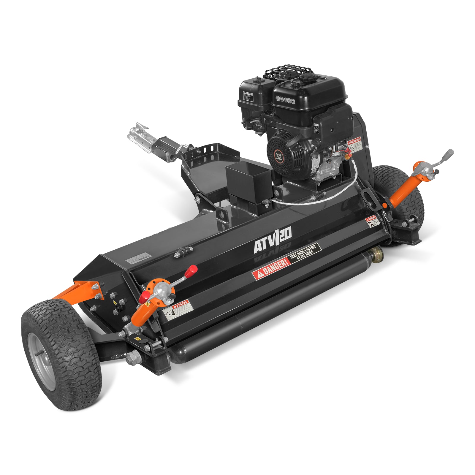 MechMaxx 48" Tow-Behind ATV Offset Flail Mower, 15HP 459cc E-start Gas Engine Powered; Adjustable Mowing Height, ATV120