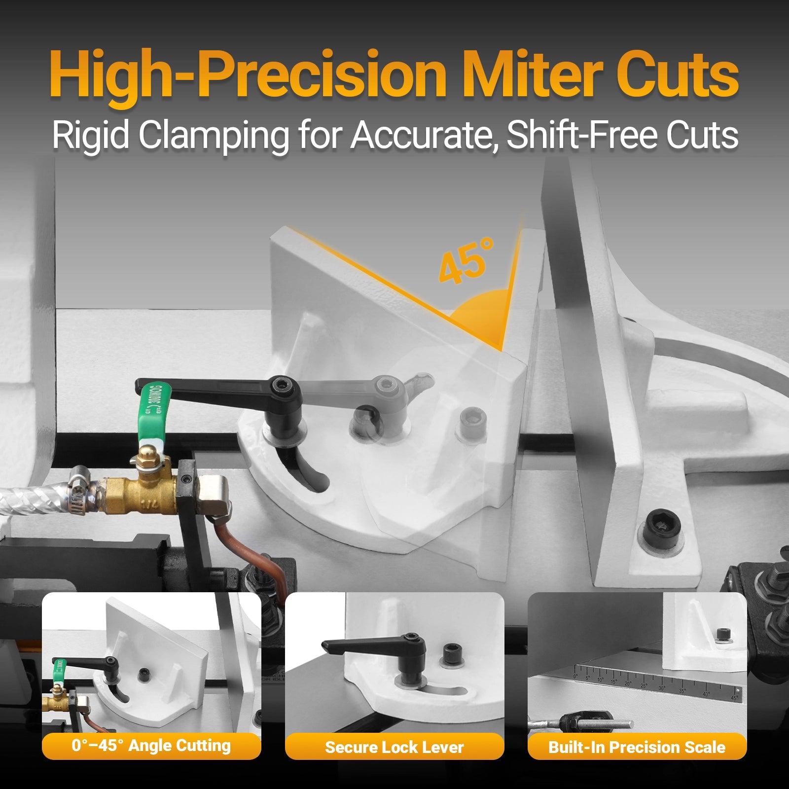 Metal Cutting Band Saw, 10" Round / 18"x5" Rectangular Capacity, 2HP 1.5kW Motor, 4-Speed (35-114 MPM), Horizontal Bandsaw with 0-45° Swivel, Hydraulic Downfeed, 230V 1PH 60Hz, Industrial Grade for Steel, Aluminum & Alloys BS-1018B