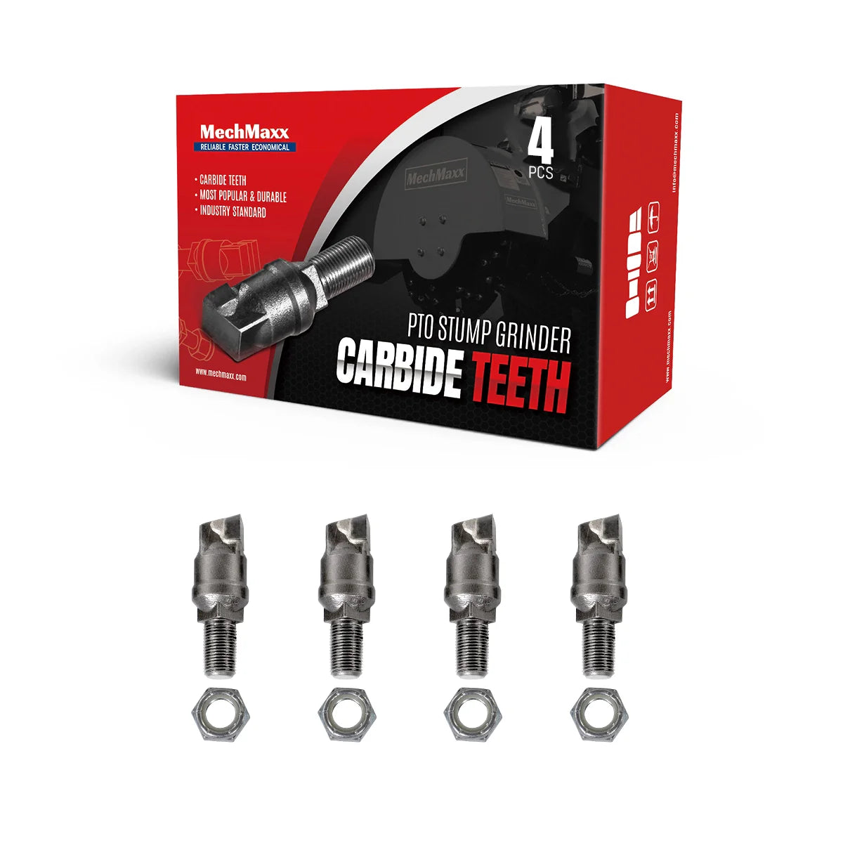 🎁 ( 1 Pack / 4 Pcs ) Teeth and Nut for Stump Grinder SG24; SG61, 1 Pack 4 teeth (SKU: 150151; 150151G;150501) (100% off)