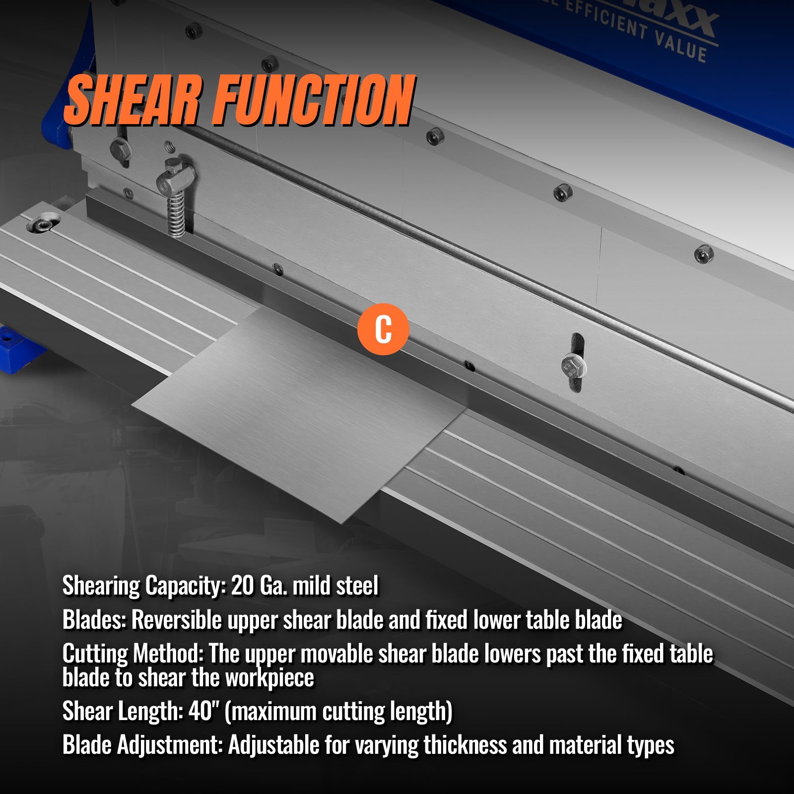 40-inch 3-in-1 Pan and Box Brake – Slip Roll, Shear, Bending Machine for Sheet Metal, 20 Gauge Mild Steel, Adjustable Fingers, Heavy Duty, Metalworking, Fabrication, Rolling, Bending