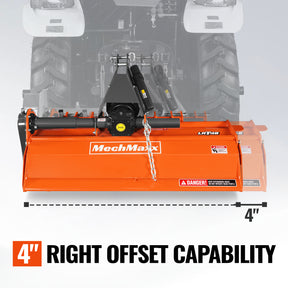 48 in Rotary Tiller, 3 Point Hitch Cat.1, Chain Drive, PTO Shaft Included with Shear Bolt, 18–35 HP, LRT48