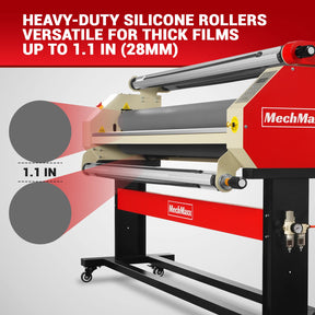 65" Wide Format Full-Auto Cold & Heat Assisted Pneumatic Laminator Machine with 4 Trimmers, Max Speed 40ft/min, 63" Max Width, Infrared Heating, Digital Control Pneumatic Roller Lifting (Requires Air Compressor, Not Included) 1700-B2RED