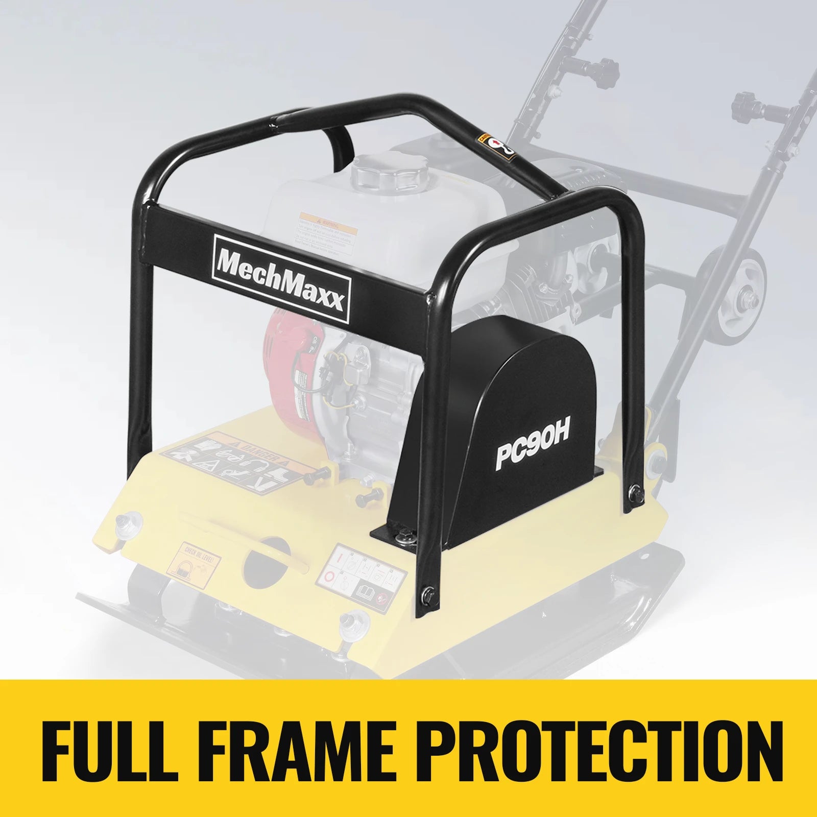 Honda GX160 Vibratory Plate Compactor with Wheel Kit, 3600 lb Centrifugal Force for Soil, Gravel, Asphalt and Paver Base, PC90H