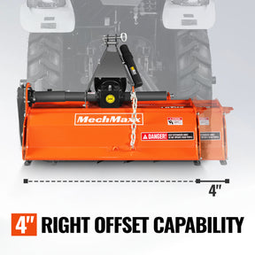 42 in Rotary Tiller, 3 Point Hitch Cat.1, Chain Drive, PTO Shaft Included with Shear Bolt, 15–35 HP, LRT42