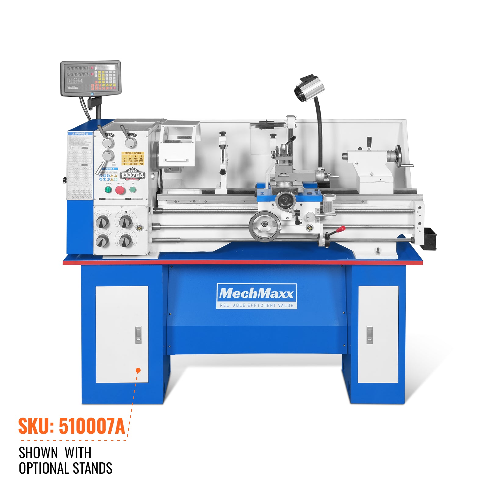 13" x 37" Industrial Heavy Duty Bench Metal Lathe 1.5HP/1100W Metal Working Lathe High Precision 64-1500 RPM Variable Speed with Four-axis sliding system