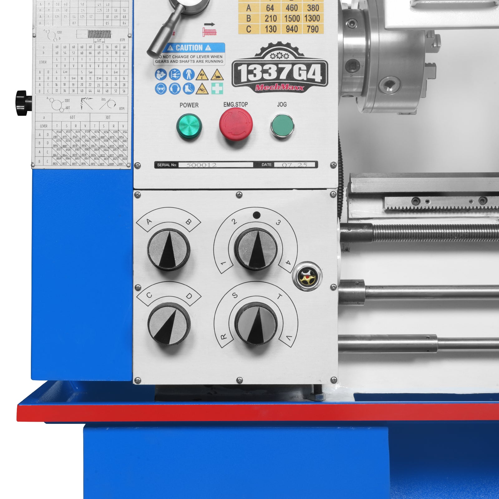 13" x 37" Industrial Heavy Duty Bench Metal Lathe 1.5HP/1100W Metal Working Lathe with Stand, High Precision 64-1500 RPM Variable Speed with Four-axis sliding system 1337G4