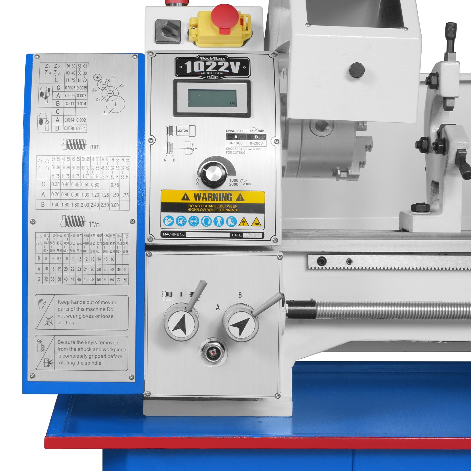 10'' x 22'' Industrial Metal Lathe Machine with DRO High Precision Benchtop 1.5HP Brushless Motor 0-2000 RPM Variable Speed Metal Working Machine Small Lathe without Stand