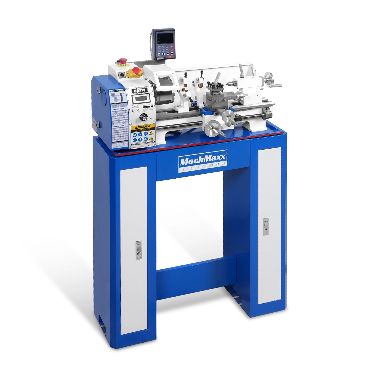 1.5'' Spindle Bore Metal Lathe Machine with DRO 8'' x 16'' High Precision Brushless Motor Mini 1.5HP Benchtop 0-2500 RPM Variable Speed Metal Working Machine 1.5‘’ Spindle Bore Small Lathe with Stand 0831VD