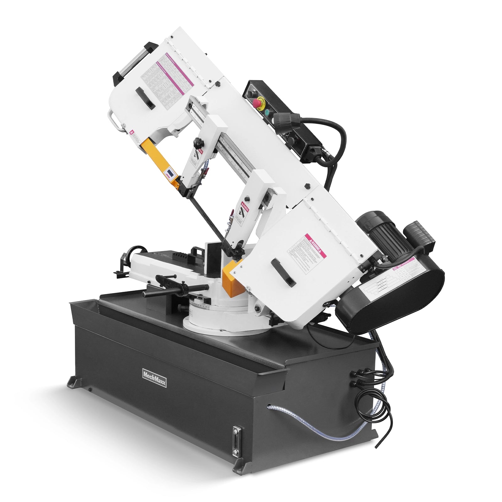 MechMaxx Metal Cutting Band Saw 10 Inch Horizontal Bandsaw 2HP 220V 60Hz 1PH 0‑45° Mitering Hydraulic Down Feed Built‑in Coolant System for Steel Aluminum Alloy Metal Fabrication BS-1018R