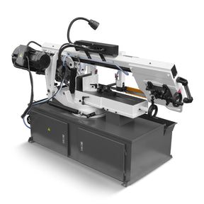 MechMaxx Metal Cutting Band Saw 10 Inch Horizontal Bandsaw 2HP 220V 60Hz 1PH 0‑45° Mitering Hydraulic Down Feed Built‑in Coolant System for Steel Aluminum Alloy Metal Fabrication BS-1018R