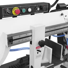 MechMaxx Metal Cutting Band Saw 10 Inch Horizontal Bandsaw 2HP 220V 60Hz 1PH 0‑45° Mitering Hydraulic Down Feed Built‑in Coolant System for Steel Aluminum Alloy Metal Fabrication BS-1018R