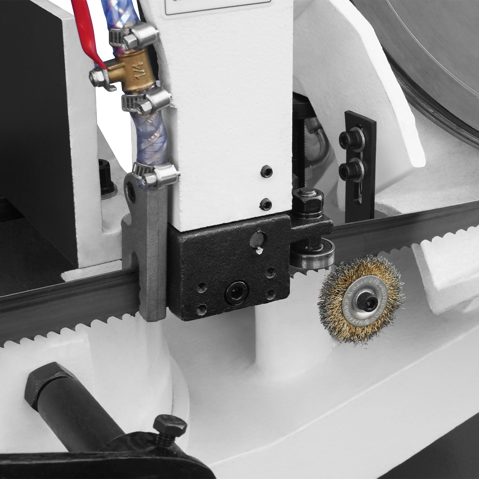 MechMaxx Metal Cutting Band Saw 10 Inch Horizontal Bandsaw 2HP 220V 60Hz 1PH 0‑45° Mitering Hydraulic Down Feed Built‑in Coolant System for Steel Aluminum Alloy Metal Fabrication BS-1018R
