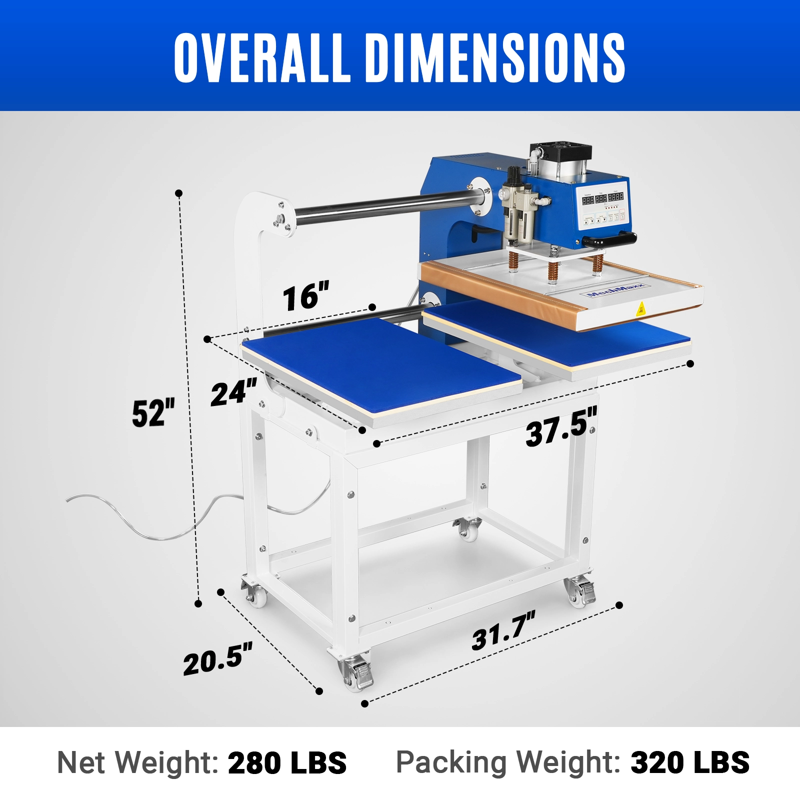 16x24 Inch Commercial Pneumatic Dual Platen Heat Press - Auto Lift Digital Sublimation Transfer Machine with AIRTAC Pneumatic Parts & Adjustable Pressure (110V 2.2HP)