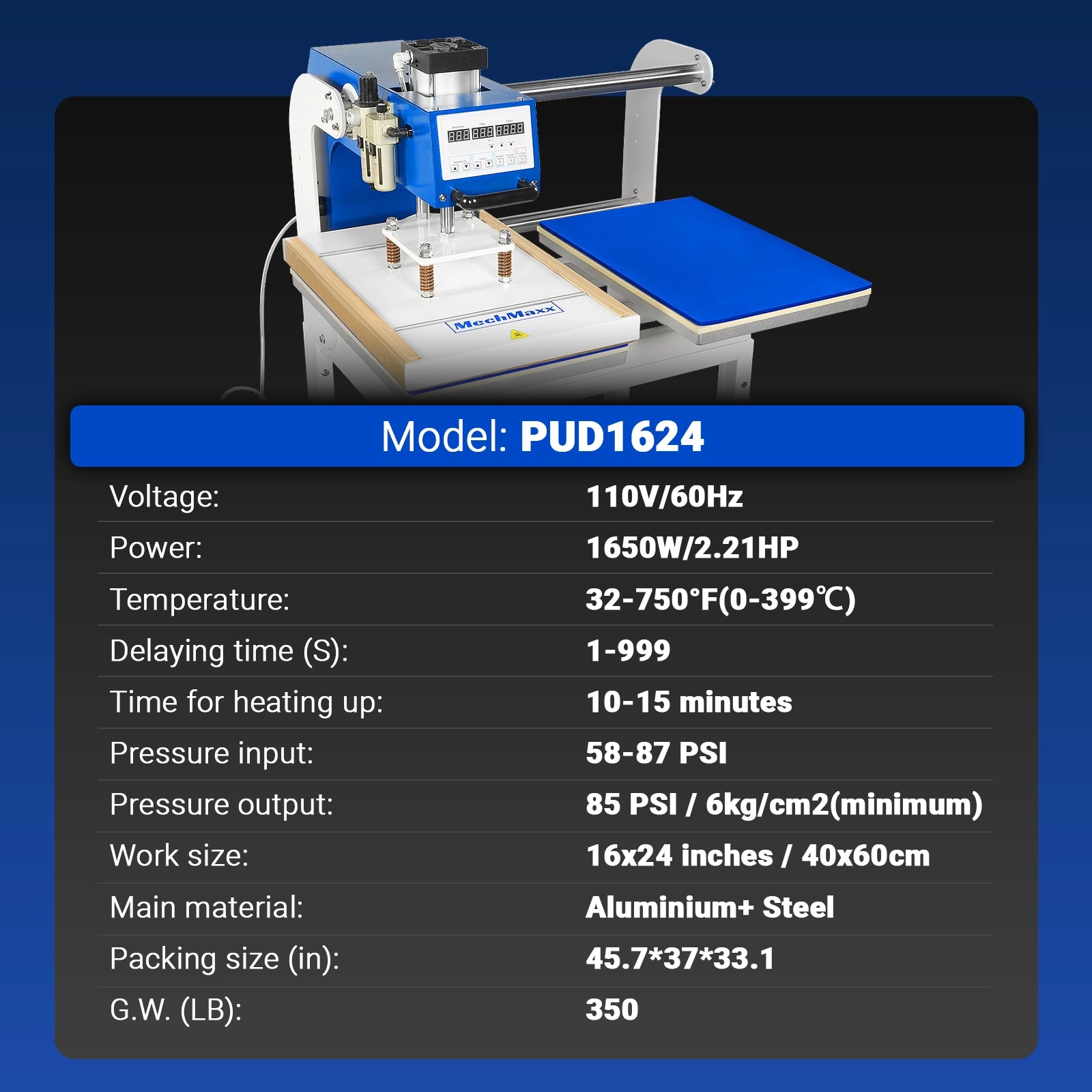 16x24 Inch Commercial Pneumatic Dual Platen Heat Press - Auto Lift Digital Sublimation Transfer Machine with AIRTAC Pneumatic Parts & Adjustable Pressure (110V 2.2HP)