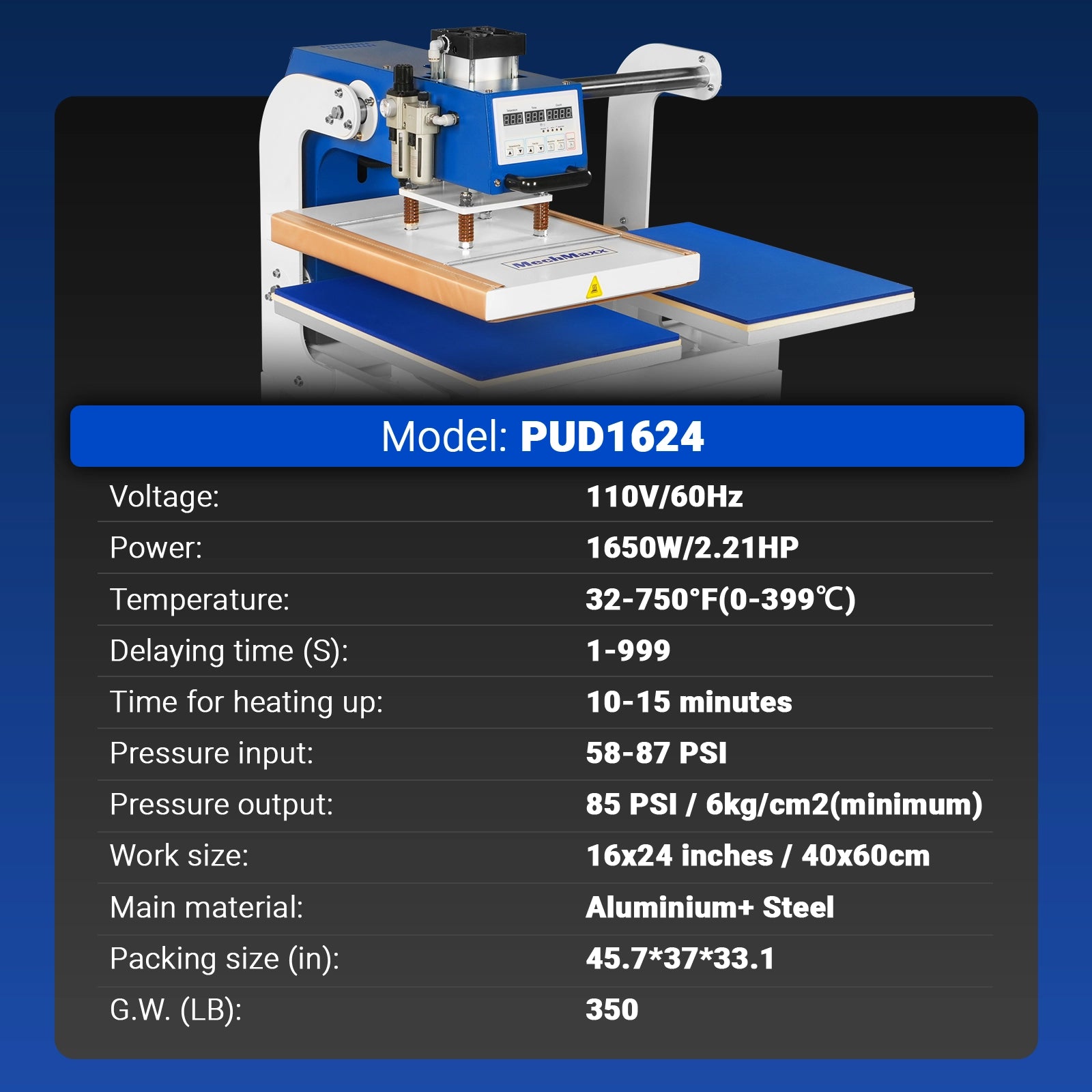 16x24 Inch Commercial Pneumatic Dual Platen Heat Press - Auto Lift Digital Sublimation Transfer Machine with AIRTAC Pneumatic Parts & Adjustable Pressure (110V 2.2HP)