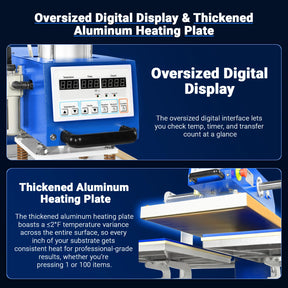16x24 Inch Commercial Pneumatic Dual Platen Heat Press - Auto Lift Digital Sublimation Transfer Machine with AIRTAC Pneumatic Parts & Adjustable Pressure (110V 2.2HP)