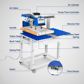 16x24 Inch Commercial Pneumatic Dual Platen Heat Press - Auto Lift Digital Sublimation Transfer Machine with AIRTAC Pneumatic Parts & Adjustable Pressure (110V 2.2HP)