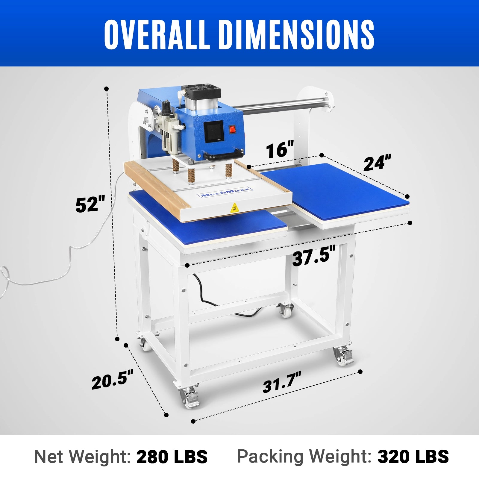 16x24 Inch Commercial Pneumatic Dual Platen Heat Press - Auto Lift Digital Sublimation Transfer Machine with Full Touch LCD Screen & AIRTAC Pneumatic Parts (110V 2.2HP)
