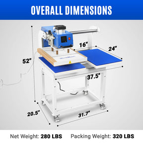 16x24 Inch Commercial Pneumatic Dual Platen Heat Press - Auto Lift Digital Sublimation Transfer Machine with Full Touch LCD Screen & AIRTAC Pneumatic Parts (110V 2.2HP)