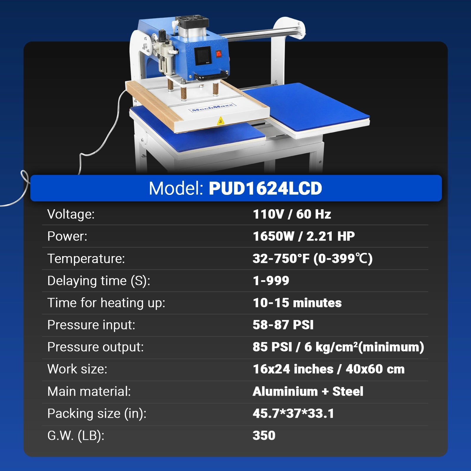 16x24 Inch Commercial Pneumatic Dual Platen Heat Press - Auto Lift Digital Sublimation Transfer Machine with Full Touch LCD Screen & AIRTAC Pneumatic Parts (110V 2.2HP)