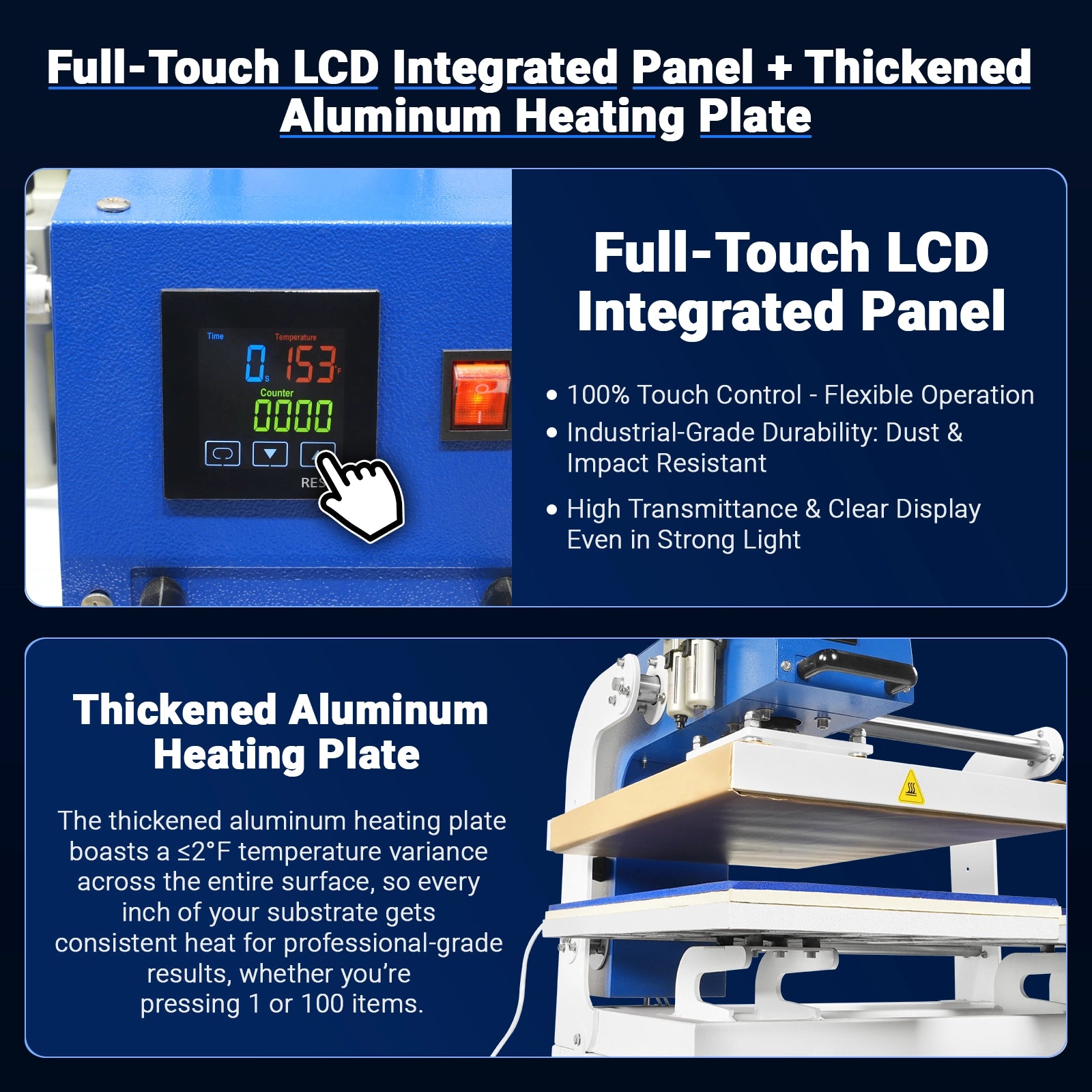 16x24 Inch Commercial Pneumatic Dual Platen Heat Press - Auto Lift Digital Sublimation Transfer Machine with Full Touch LCD Screen & AIRTAC Pneumatic Parts (110V 2.2HP)