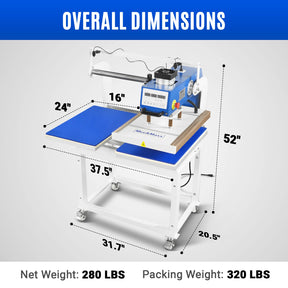 16x24 Inch Commercial Pneumatic Dual Platen Heat Press - Infrared Positioning Auto Lift Sublimation Transfer Machine Digital LCD Control (110V 2.2HP)